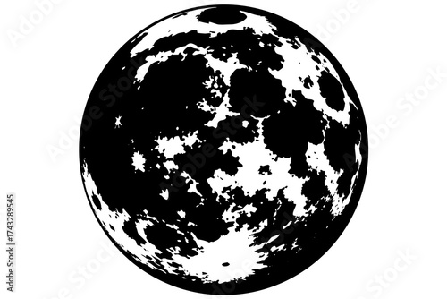 Black and white full moon silhouette night space