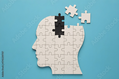 Human Head Puzzle Illustration – Symbol of Mind and Problem Solving