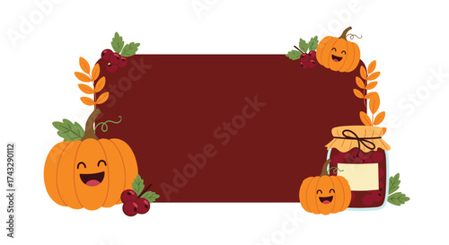 Enjoying the autumn harvest with pumpkins and homemade jam.