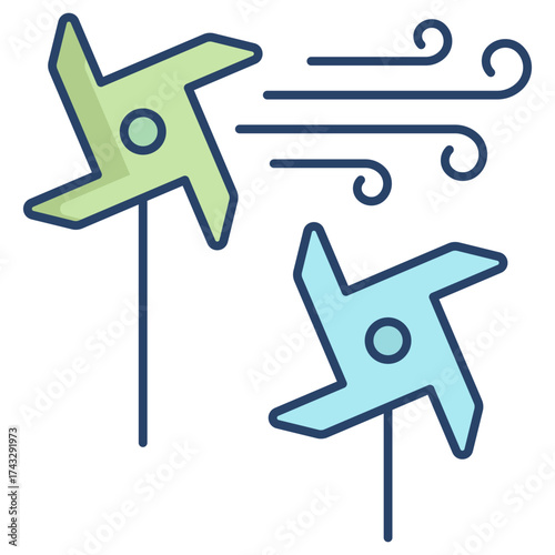 pinwheel linear color icon design