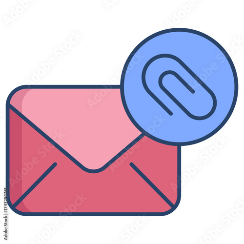 email attachment linear color icon design