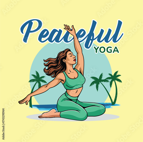 Yoga pose illustration with nature background