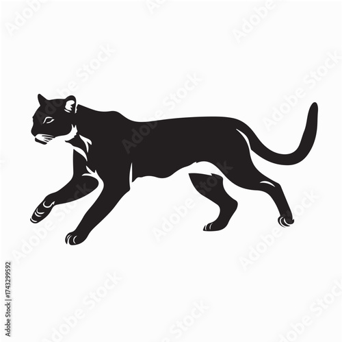 Puma Vector Illustration Wild Cat Predator Animal Silhouette Design Art