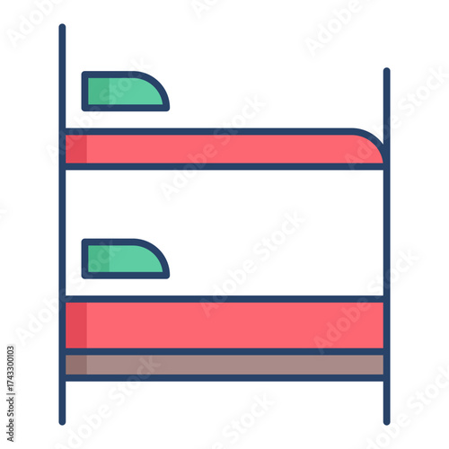 bunk bed linear color icon design