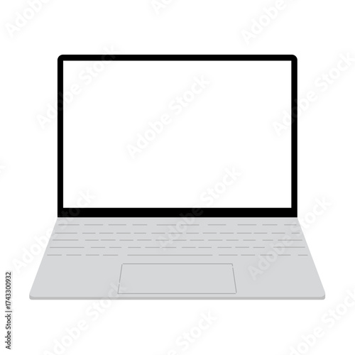 Simple Laptop Computer Icon with Transparent Screen Mockup – Minimal Flat Vector Illustration