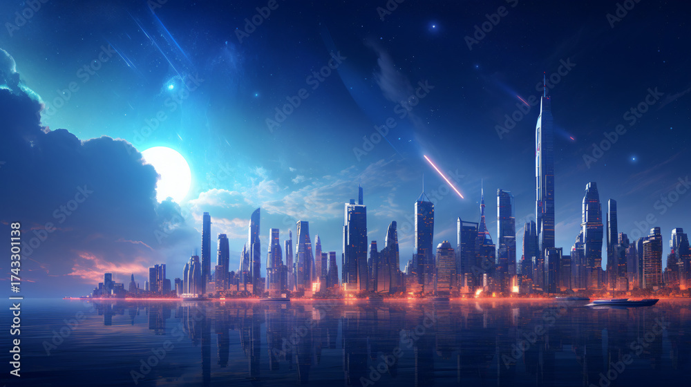 Fototapeta premium Futuristic Ocean City