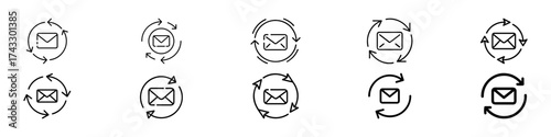 Email Synchronization Line Icons – Refresh, Update, Auto‑Reply, Email Sync and Automation Line Icons Vector Set – Refresh, Autoresponder, Circular Arrows
