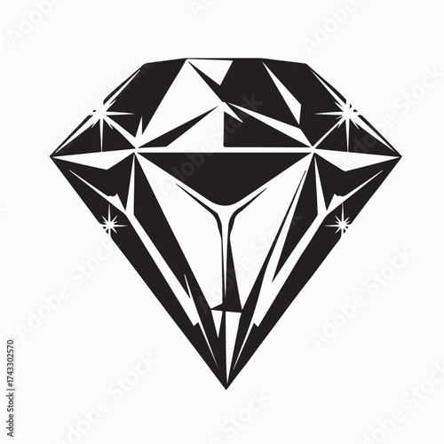 Elegant Shiny Diamond Gemstone on White Background