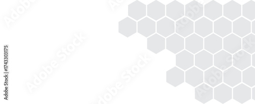 Dark gray and white horizontal hexagonal technology abstract vector background. Red bright energy flashes under the hexagon in a wide banner of futuristic modern technology. Eps10