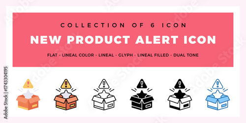 Pack of 6 Vector New Product Alert icon
