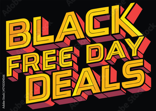 Bold yellow orange red lettering black friday deals graphic