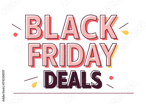 Bold vector lettering black friday deals in pink and dark purple