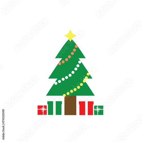 Christmas tree illustration Fir tree Star ornament 12 Month Flat Event Event