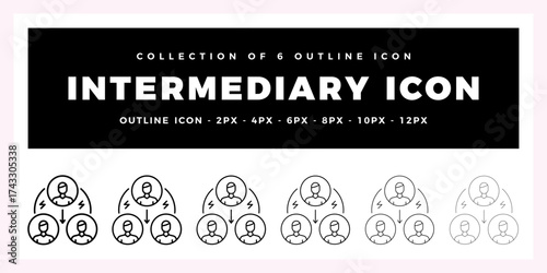 Pack of 6 Outline Vector Intermediary icon