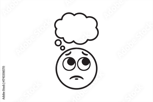 Thinking face emoji vector icon representing doubt and confusion concept