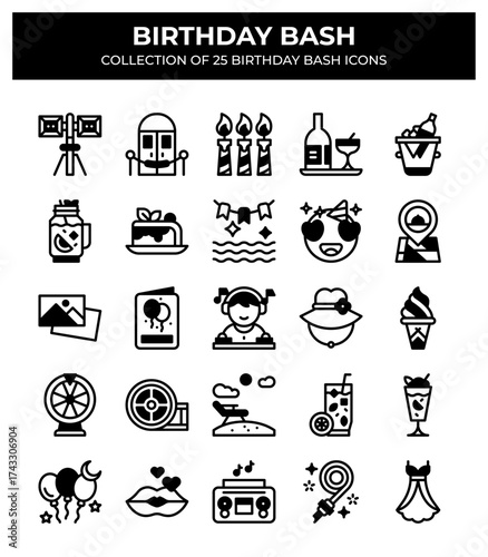 Birthday Bash. Collection of 25 Birthday Party Icons