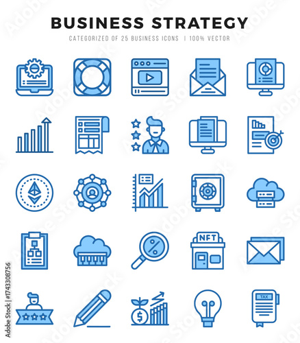 Set of Business Strategy Icons Two Color icons collection.