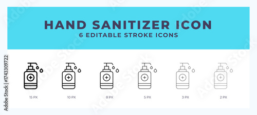 Hand sanitizer icon illustration vector with editable stroke.