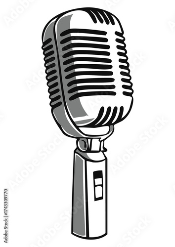 Hand-drawn microphone icon – minimalist black and white doodle vector illustration