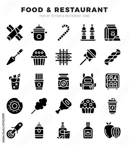 Food and Restaurant Glyph icons. Vector Glyph illustration.