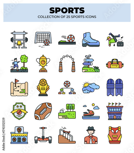 Collection of 25 Colorful Sports Icons