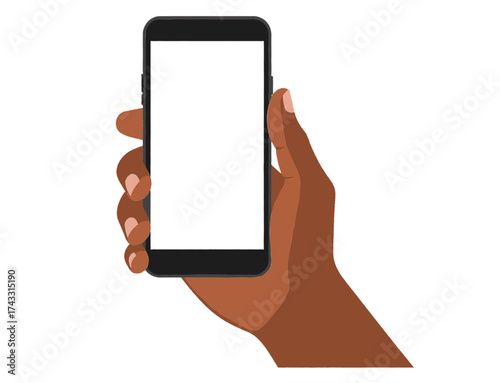 hand holding smartphone svg vector file on transparent background.