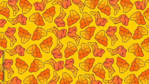 Fried chicken pattern background. Fried chicken seamless pattern background. Fast food fried chicken illustration. Fried chicken wing and chest pattern. Fast food vector illustration. 