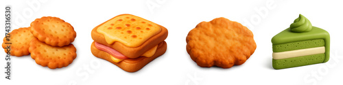 cookies sandwich biscuit fried snack and cake slice set