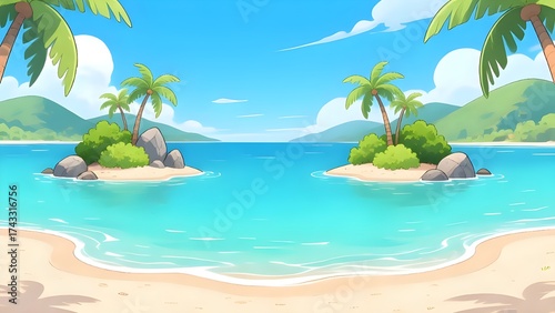 tropical beach with palm trees