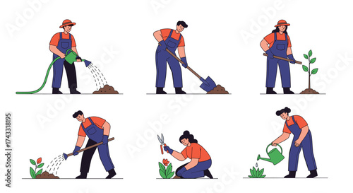 People gardening illustrating various horticulture activities and their associated tasks.