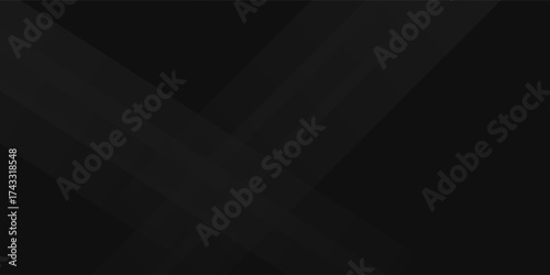 Abstract black banner design background with diagonal geometric overlay layers. Modern square shape graphic element. Suitable for covers, headers, banners, brochures, websites. Vector