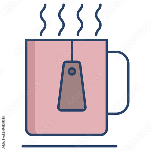 hot tea cup linear color icon design