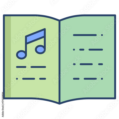 music book linear color icon design