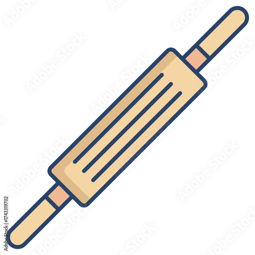rolling pin linear color icon design