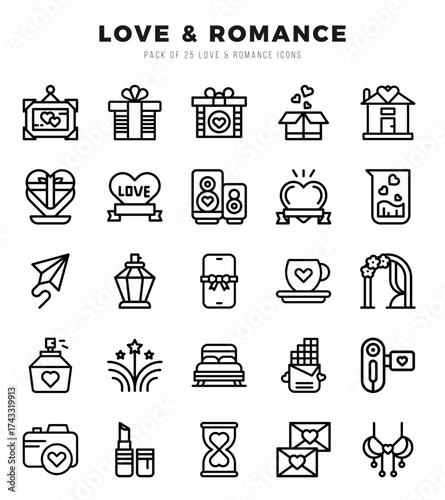 Love & Romance Lineal icons. Vector Lineal illustration.