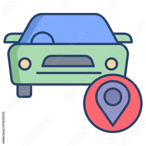 car navigate linear color icon design