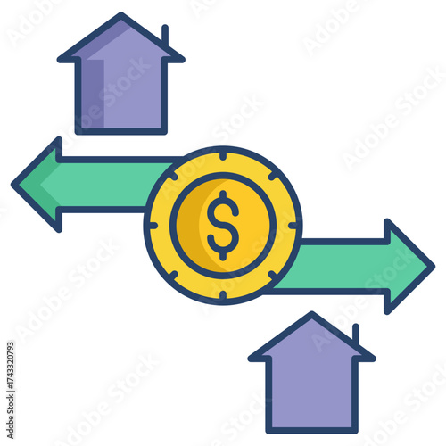 house value linear color icon design
