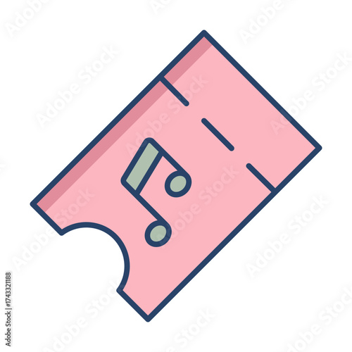 music ticket linear color icon design