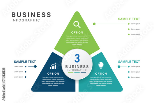 Triangular Business Infographic with 3 Strategy Options and Icons for presentation