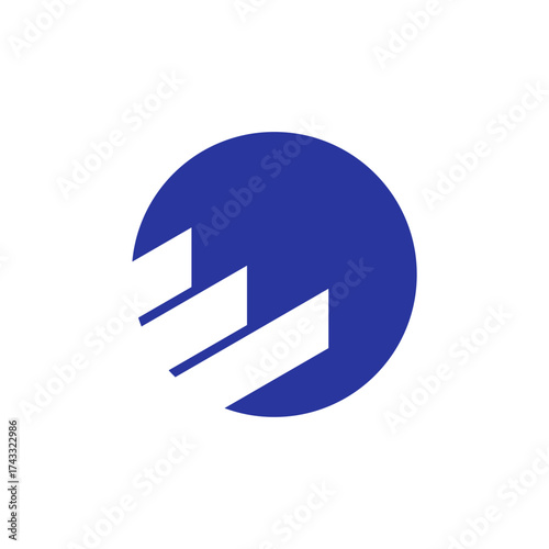 Abstract Stairs or Financial Growth in Blue Circle Logo