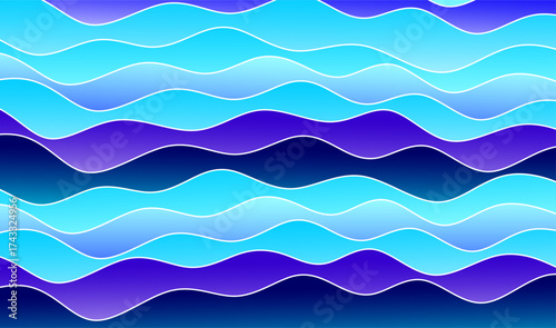 Wavy line pattern. Modern blue wavy abstract background. Abstract ocean wavy lines background. Gradient wavy lines pattern background. Curved gradient line artwork. Wave line vector illustration.