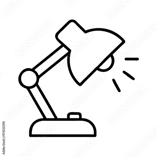 Desk lamp illustration in minimal line art style with spotlight effect  