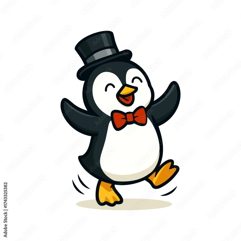 Fototapeta premium A_dancing_penguin Simple flat colour style vector art 