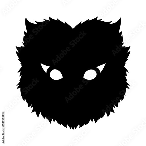 Black silhouette of a pair of creepy eyes glowing in the dark. Halloween traditional design element, vector illustration
