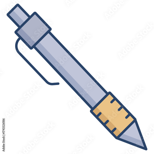 ball pen linear color icon design