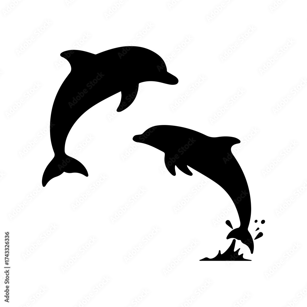 Fototapeta premium silhouette of a dolphin jumping