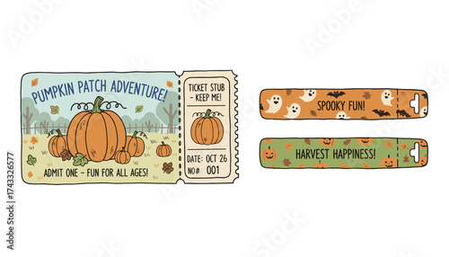 Fun autumn festival tickets  wristbands Perfect for Halloween events pumpkin patches and harvest celebrations