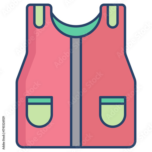 life jacket linear color icon design