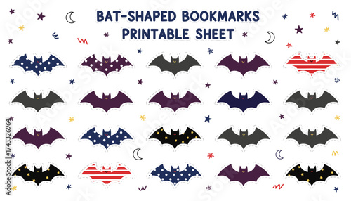 Printable batshaped bookmarks for kids crafts Halloween decor and fun reading