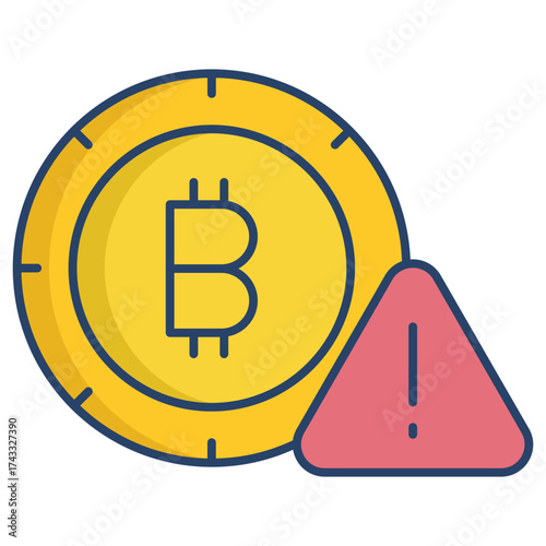 bitcoin warn linear color icon design
